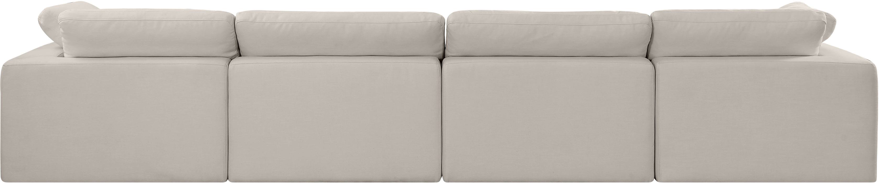 Meridian Furniture - Comfy 158" Beige Linen Textured Fabric Upholstered 4pc. Sofa - 187Beige-S158 - GreatFurnitureDeal