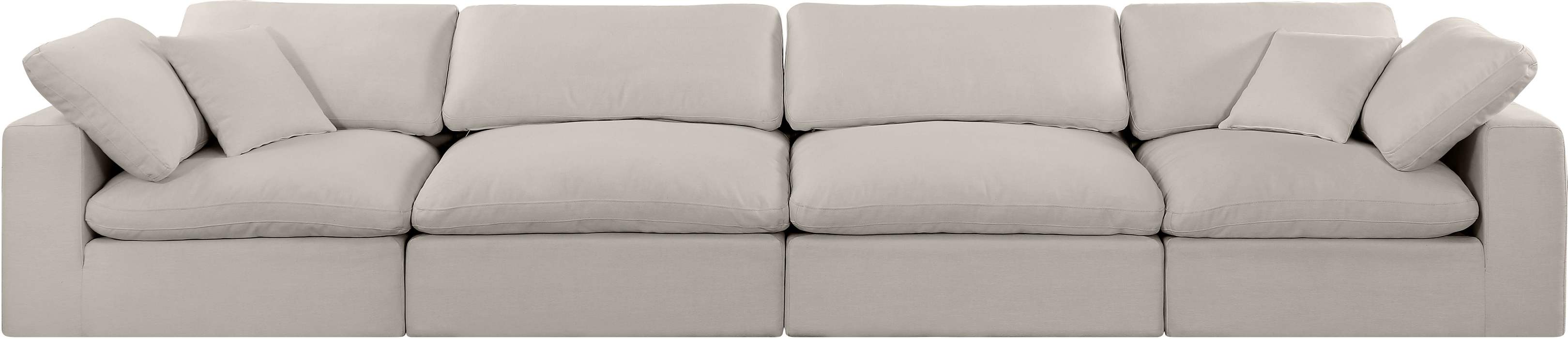 Meridian Furniture - Comfy 158" Beige Linen Textured Fabric Upholstered 4pc. Sofa - 187Beige-S158 - GreatFurnitureDeal