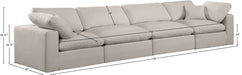 Meridian Furniture - Comfy 158" Beige Linen Textured Fabric Upholstered 4pc. Sofa - 187Beige-S158 - GreatFurnitureDeal
