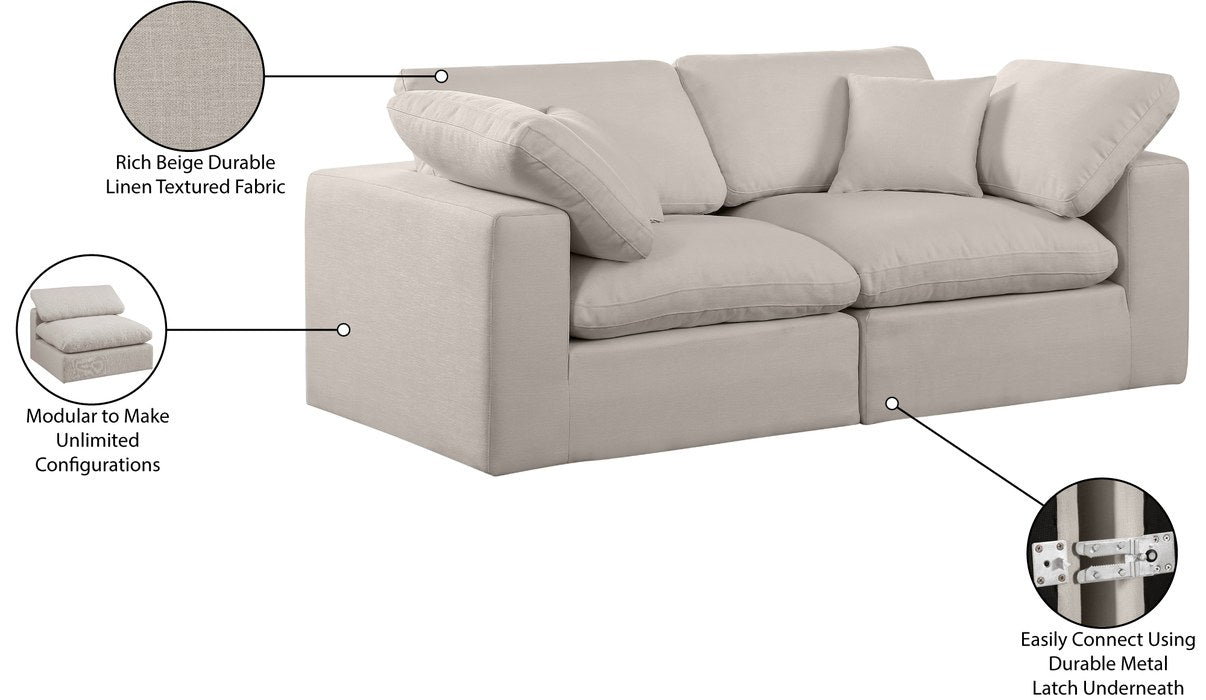 Meridian Furniture - Comfy 80" Beige Linen Textured Fabric Upholstered 2pc. Sofa - 187Beige-S80 - GreatFurnitureDeal