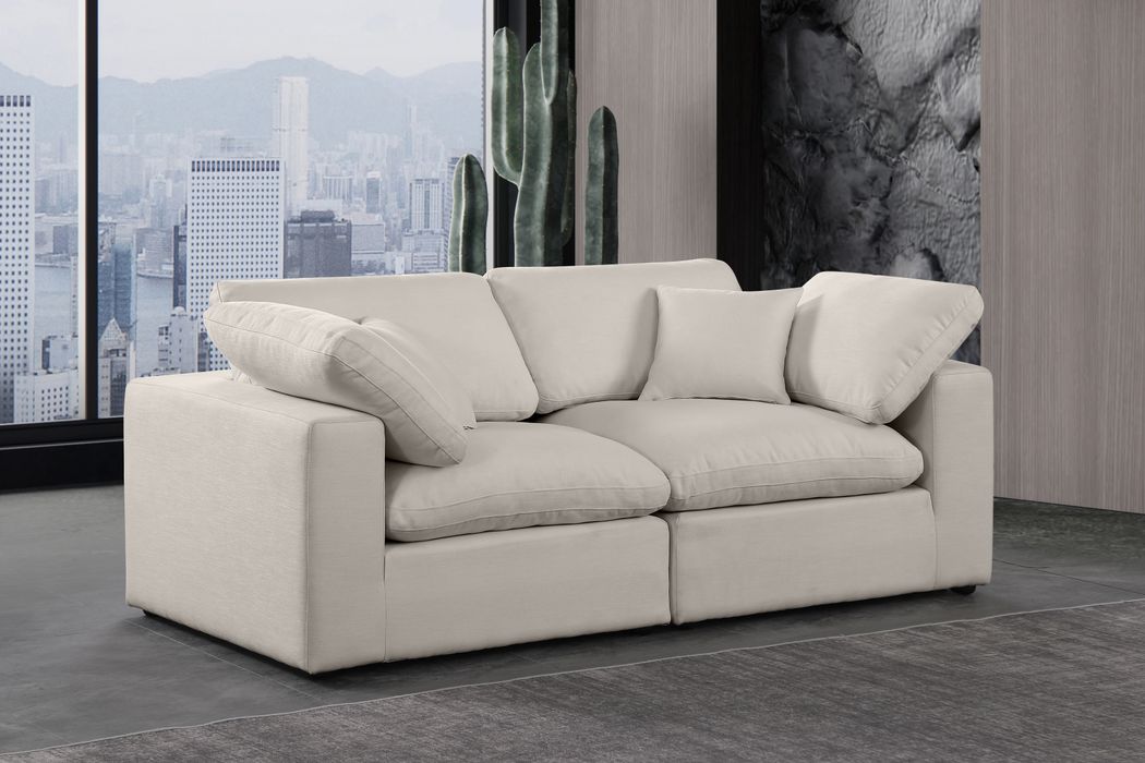Meridian Furniture - Comfy 80" Beige Linen Textured Fabric Upholstered 2pc. Sofa - 187Beige-S80 - GreatFurnitureDeal