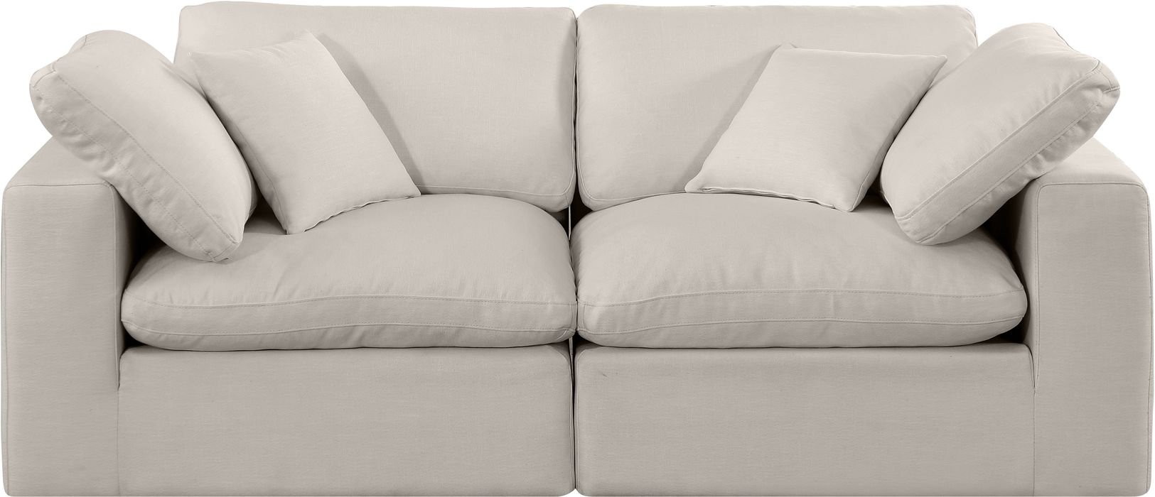 Meridian Furniture - Comfy 80" Beige Linen Textured Fabric Upholstered 2pc. Sofa - 187Beige-S80 - GreatFurnitureDeal