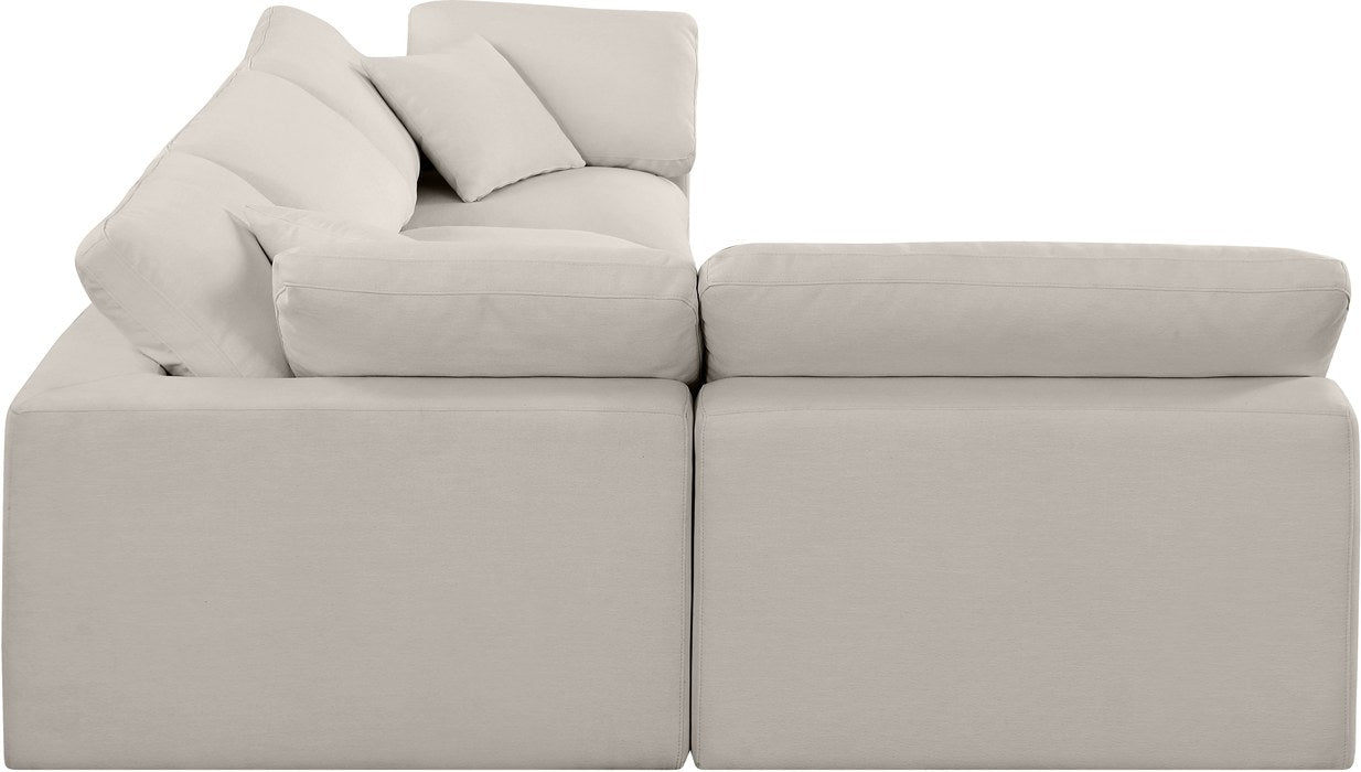Meridian Furniture - Comfy 119" Beige Linen Textured Fabric Upholstered 4pc. Sectional - 187Beige-Sec4B - GreatFurnitureDeal