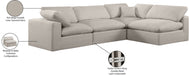 Meridian Furniture - Comfy 119" Beige Linen Textured Fabric Upholstered 4pc. Sectional - 187Beige-Sec4B - GreatFurnitureDeal