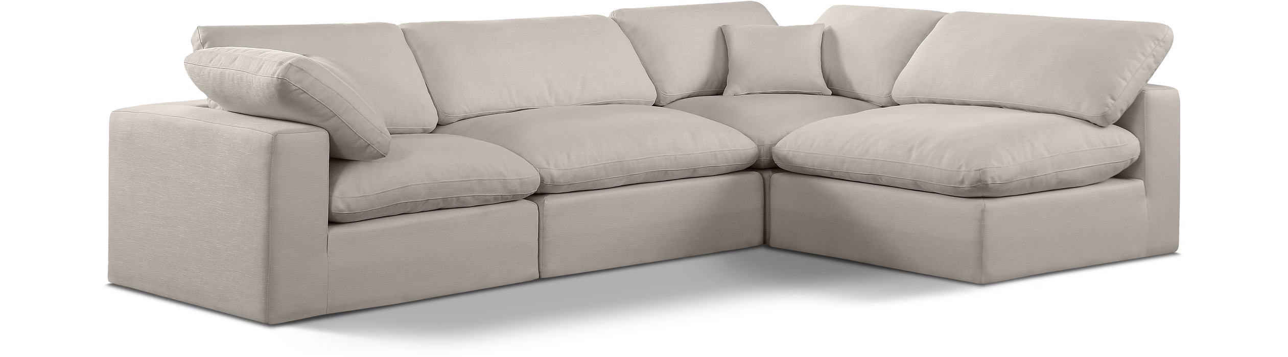 Meridian Furniture - Comfy 119" Beige Linen Textured Fabric Upholstered 4pc. Sectional - 187Beige-Sec4B - GreatFurnitureDeal