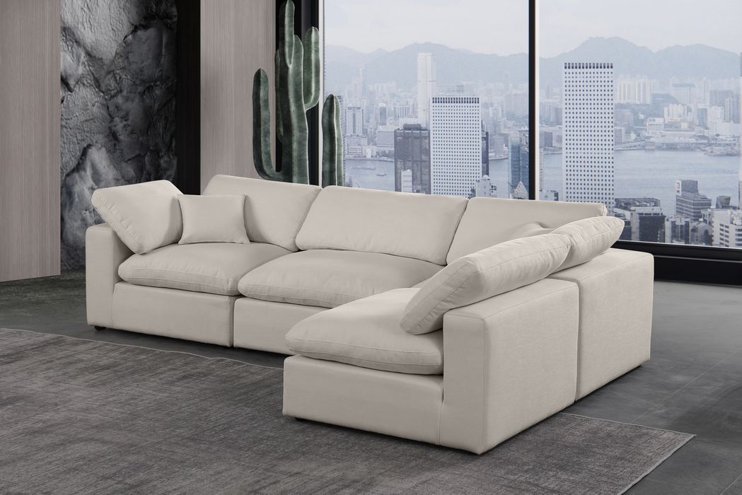 Meridian Furniture - Comfy 119" Beige Linen Textured Fabric Upholstered 4pc. Sectional - 187Beige-Sec4B - GreatFurnitureDeal