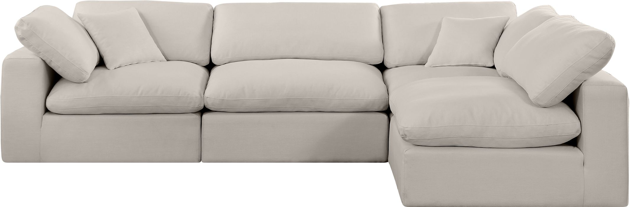 Meridian Furniture - Comfy 119" Beige Linen Textured Fabric Upholstered 4pc. Sectional - 187Beige-Sec4B - GreatFurnitureDeal