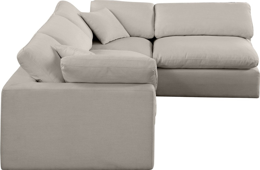 Meridian Furniture - Comfy 119" Beige Linen Textured Fabric Upholstered 4pc. Sectional - 187Beige-Sec4B - GreatFurnitureDeal
