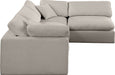 Meridian Furniture - Comfy 119" Beige Linen Textured Fabric Upholstered 4pc. Sectional - 187Beige-Sec4B - GreatFurnitureDeal