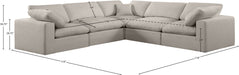 Meridian Furniture - Comfy 119" Beige Linen Textured Fabric Upholstered 5pc. Sectional - 187Beige-Sec5C - GreatFurnitureDeal