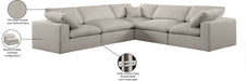 Meridian Furniture - Comfy 119" Beige Linen Textured Fabric Upholstered 5pc. Sectional - 187Beige-Sec5C - GreatFurnitureDeal