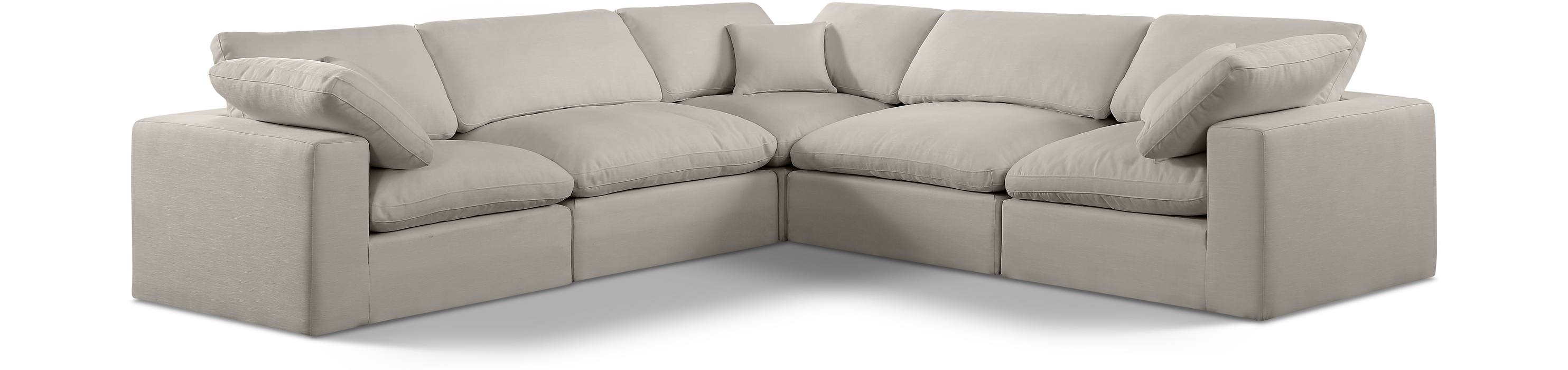 Meridian Furniture - Comfy 119" Beige Linen Textured Fabric Upholstered 5pc. Sectional - 187Beige-Sec5C - GreatFurnitureDeal