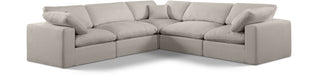 Meridian Furniture - Comfy 119" Beige Linen Textured Fabric Upholstered 5pc. Sectional - 187Beige-Sec5C - GreatFurnitureDeal