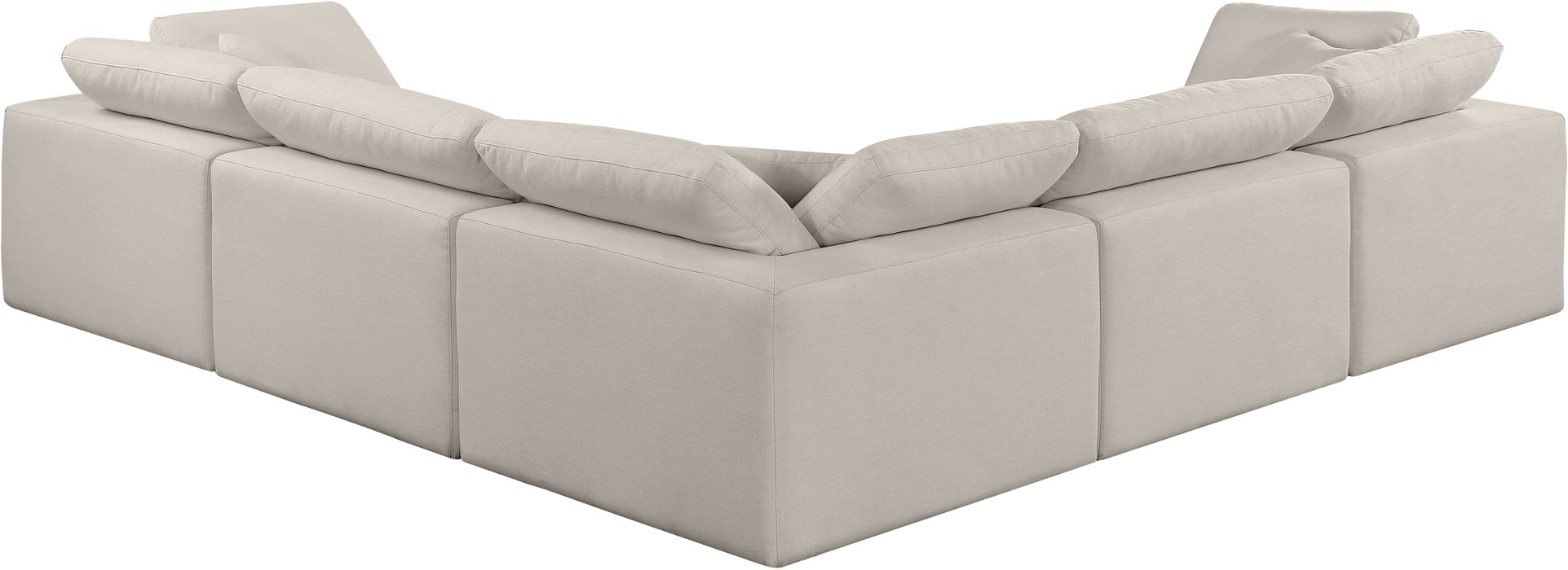 Meridian Furniture - Comfy 119" Beige Linen Textured Fabric Upholstered 5pc. Sectional - 187Beige-Sec5C - GreatFurnitureDeal