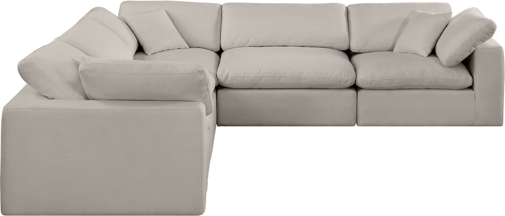 Meridian Furniture - Comfy 119" Beige Linen Textured Fabric Upholstered 5pc. Sectional - 187Beige-Sec5C - GreatFurnitureDeal