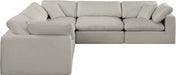 Meridian Furniture - Comfy 119" Beige Linen Textured Fabric Upholstered 5pc. Sectional - 187Beige-Sec5C - GreatFurnitureDeal