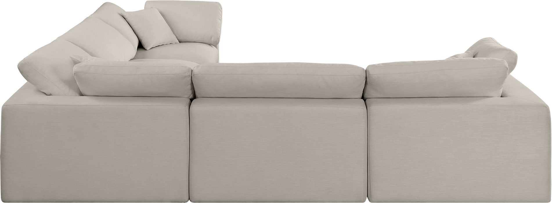 Meridian Furniture - Comfy 119" Beige Linen Textured Fabric Upholstered 5pc. Sectional - 187Beige-Sec5C - GreatFurnitureDeal