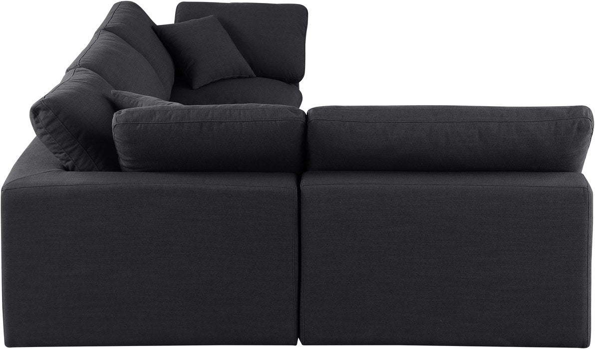 Meridian Furniture - Comfy 119" Black Linen Textured Fabric Upholstered 4pc. Sectional - 187Black-Sec4B - GreatFurnitureDeal