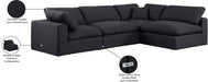 Meridian Furniture - Comfy 119" Black Linen Textured Fabric Upholstered 4pc. Sectional - 187Black-Sec4B - GreatFurnitureDeal