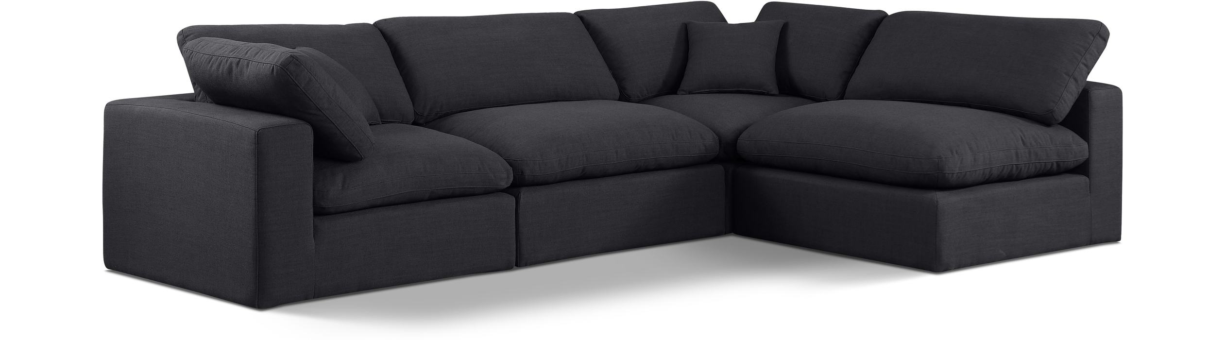 Meridian Furniture - Comfy 119" Black Linen Textured Fabric Upholstered 4pc. Sectional - 187Black-Sec4B - GreatFurnitureDeal