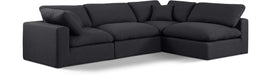 Meridian Furniture - Comfy 119" Black Linen Textured Fabric Upholstered 4pc. Sectional - 187Black-Sec4B - GreatFurnitureDeal