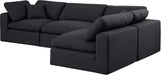 Meridian Furniture - Comfy 119" Black Linen Textured Fabric Upholstered 4pc. Sectional - 187Black-Sec4B - GreatFurnitureDeal