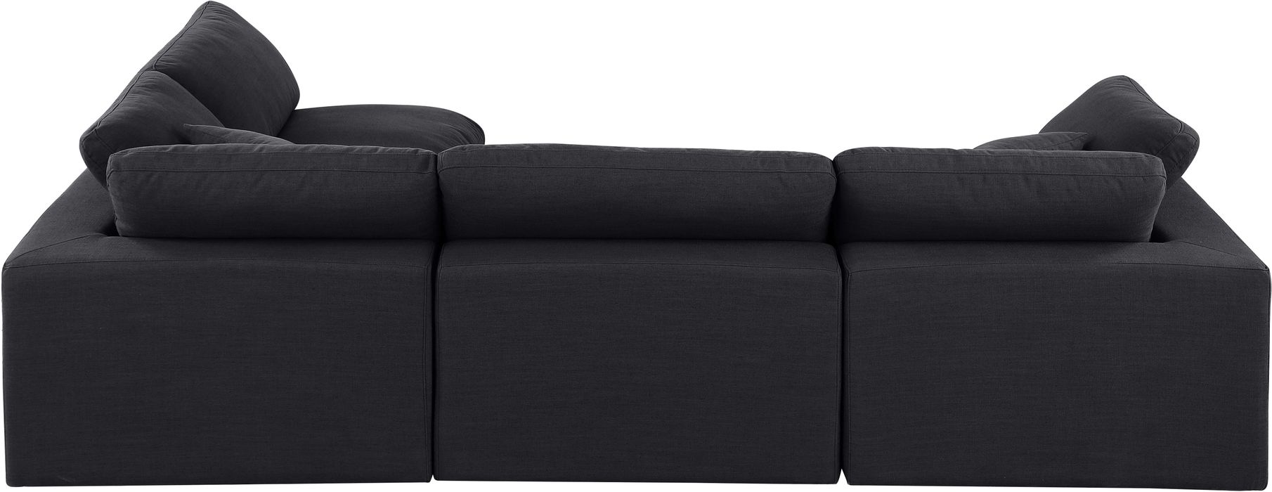 Meridian Furniture - Comfy 119" Black Linen Textured Fabric Upholstered 4pc. Sectional - 187Black-Sec4B - GreatFurnitureDeal