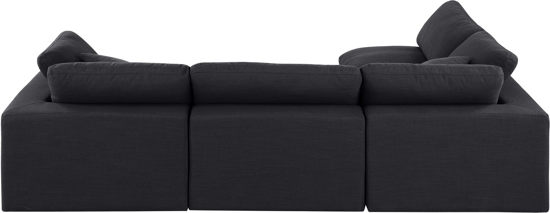 Meridian Furniture - Comfy 119" Black Linen Textured Fabric Upholstered 4pc. Sectional - 187Black-Sec4B - GreatFurnitureDeal