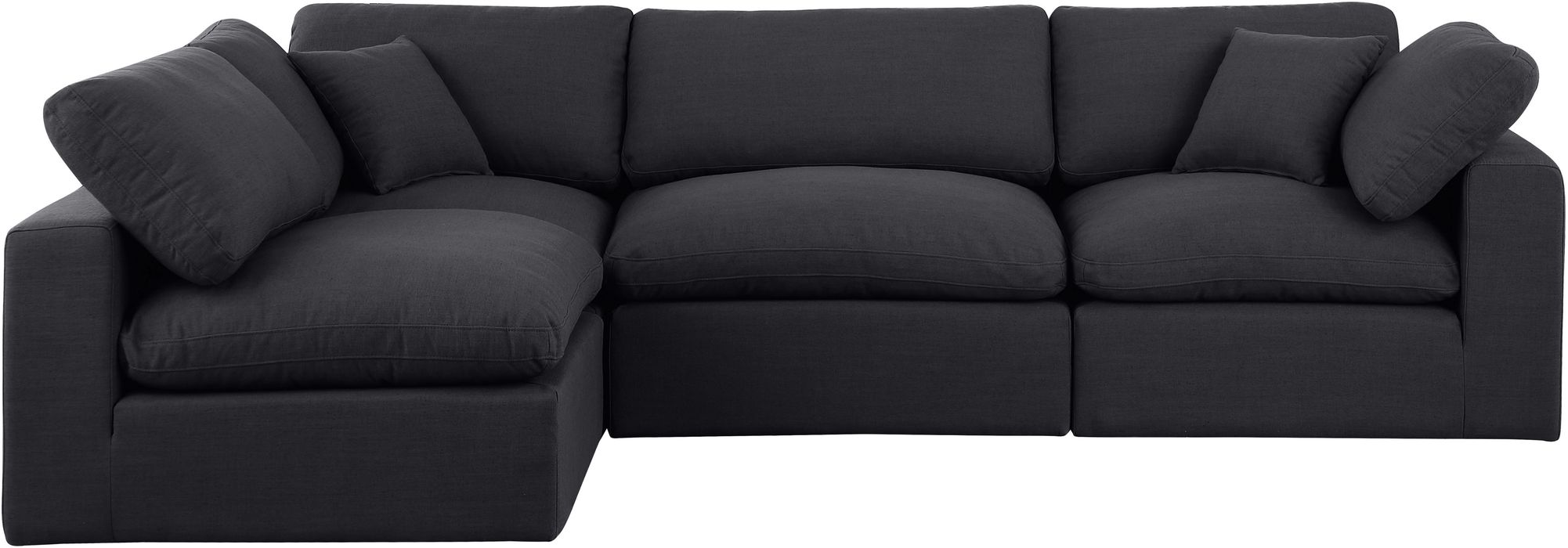 Meridian Furniture - Comfy 119" Black Linen Textured Fabric Upholstered 4pc. Sectional - 187Black-Sec4B - GreatFurnitureDeal