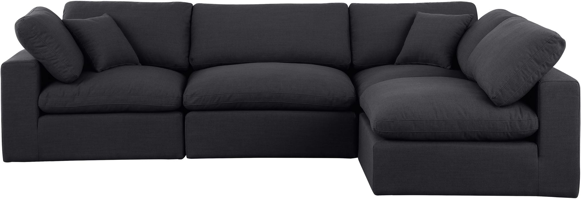 Meridian Furniture - Comfy 119" Black Linen Textured Fabric Upholstered 4pc. Sectional - 187Black-Sec4B - GreatFurnitureDeal