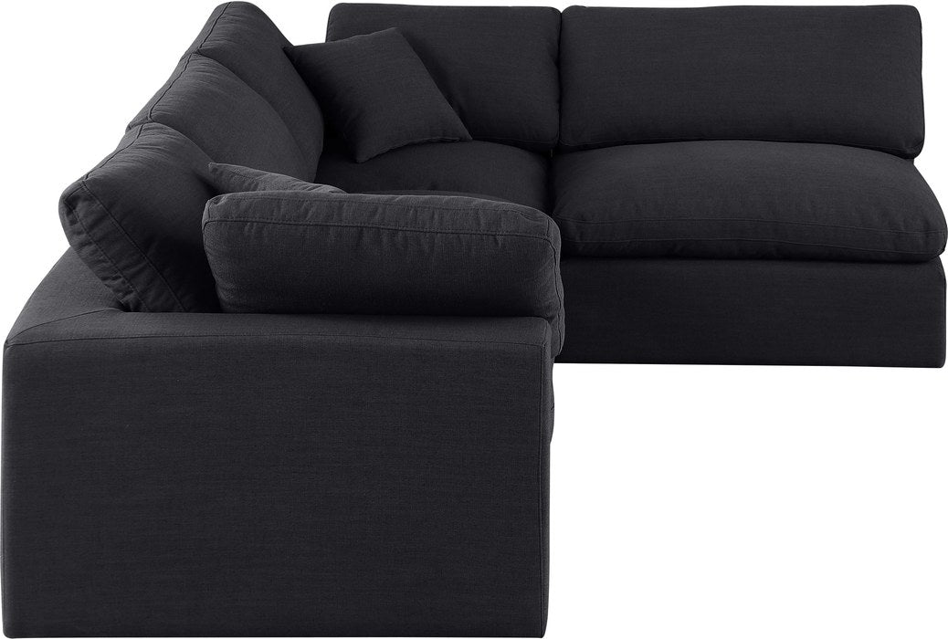 Meridian Furniture - Comfy 119" Black Linen Textured Fabric Upholstered 4pc. Sectional - 187Black-Sec4B - GreatFurnitureDeal