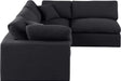 Meridian Furniture - Comfy 119" Black Linen Textured Fabric Upholstered 4pc. Sectional - 187Black-Sec4B - GreatFurnitureDeal