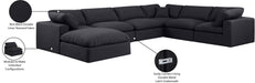 Meridian Furniture - Comfy 158" Black Linen Textured Fabric Upholstered 7pc. Sectional - 187Black-Sec7A - GreatFurnitureDeal
