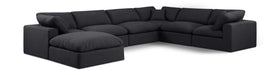 Meridian Furniture - Comfy 158" Black Linen Textured Fabric Upholstered 7pc. Sectional - 187Black-Sec7A - GreatFurnitureDeal