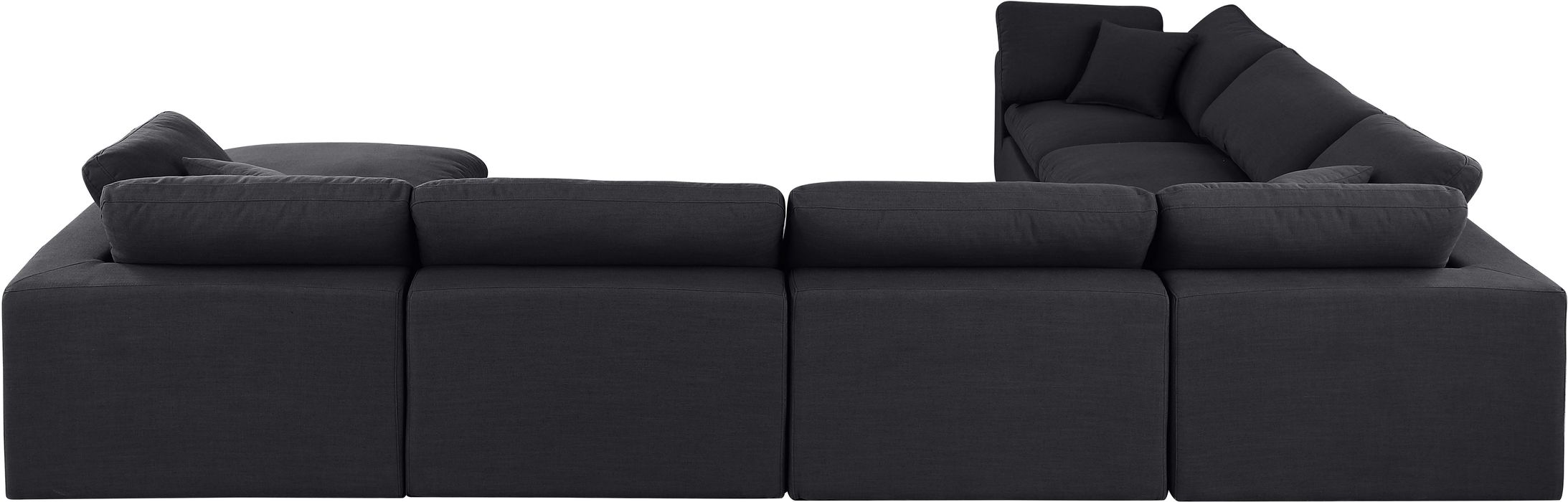 Meridian Furniture - Comfy 158" Black Linen Textured Fabric Upholstered 7pc. Sectional - 187Black-Sec7A - GreatFurnitureDeal