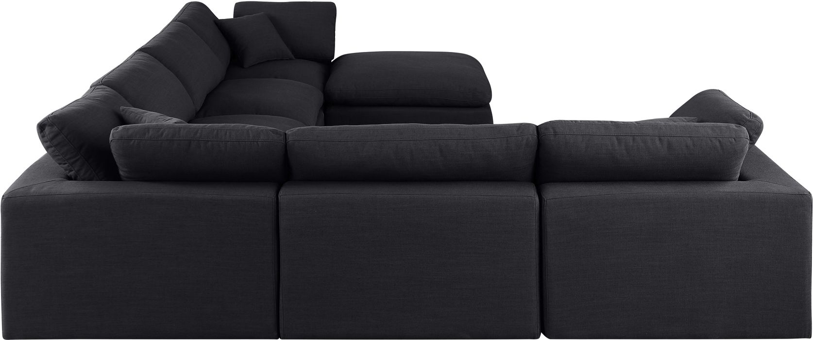 Meridian Furniture - Comfy 158" Black Linen Textured Fabric Upholstered 7pc. Sectional - 187Black-Sec7A - GreatFurnitureDeal