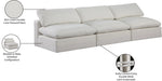 Meridian Furniture - Comfy 117" Cream Linen Textured Fabric Upholstered 3pc. Armless Sofa - 187Cream-S117 - GreatFurnitureDeal
