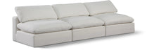 Meridian Furniture - Comfy 117" Cream Linen Textured Fabric Upholstered 3pc. Armless Sofa - 187Cream-S117 - GreatFurnitureDeal