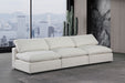 Meridian Furniture - Comfy 117" Cream Linen Textured Fabric Upholstered 3pc. Armless Sofa - 187Cream-S117 - GreatFurnitureDeal