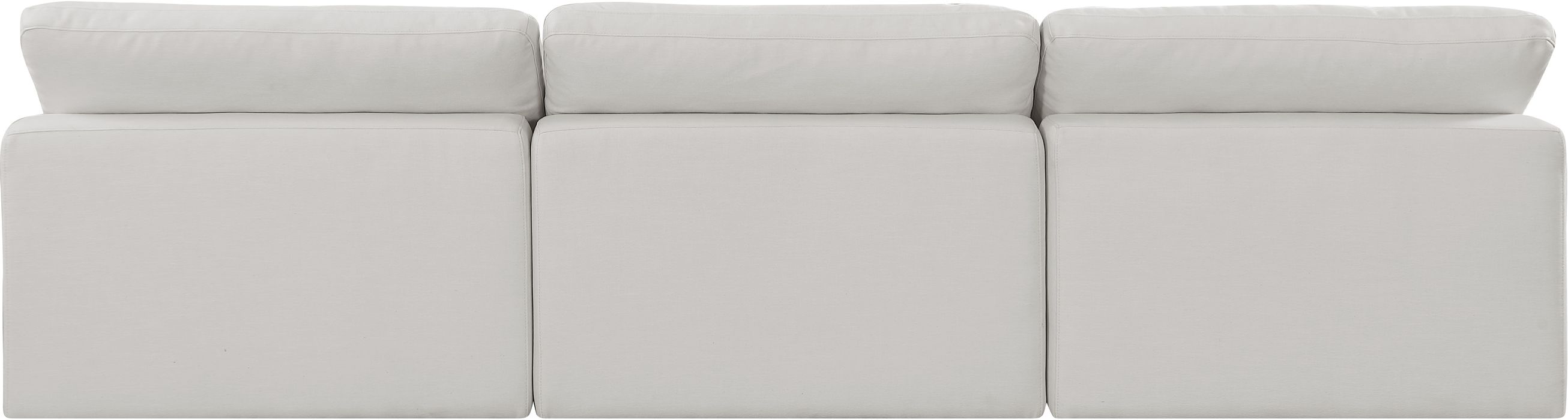 Meridian Furniture - Comfy 117" Cream Linen Textured Fabric Upholstered 3pc. Armless Sofa - 187Cream-S117 - GreatFurnitureDeal
