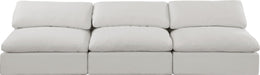 Meridian Furniture - Comfy 117" Cream Linen Textured Fabric Upholstered 3pc. Armless Sofa - 187Cream-S117 - GreatFurnitureDeal