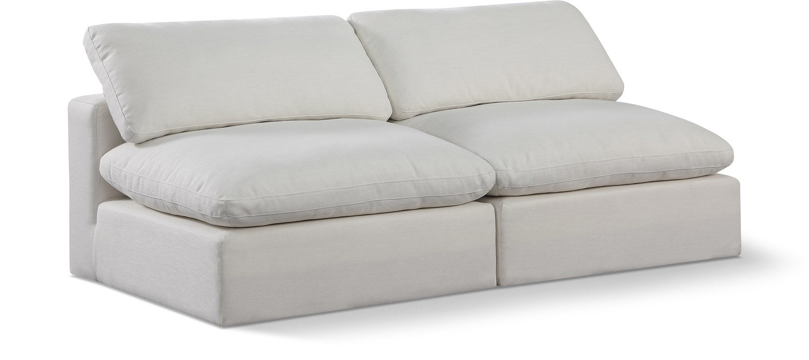Meridian Furniture - Comfy 78" Cream Linen Textured Fabric Upholstered 2pc. Armless Sofa - 187Cream-S78 - GreatFurnitureDeal