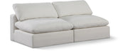 Meridian Furniture - Comfy 78" Cream Linen Textured Fabric Upholstered 2pc. Armless Sofa - 187Cream-S78 - GreatFurnitureDeal