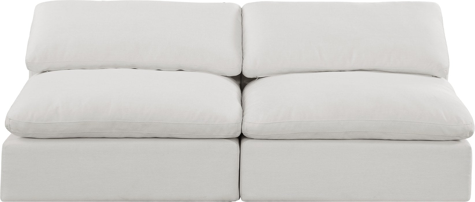 Meridian Furniture - Comfy 78" Cream Linen Textured Fabric Upholstered 2pc. Armless Sofa - 187Cream-S78 - GreatFurnitureDeal