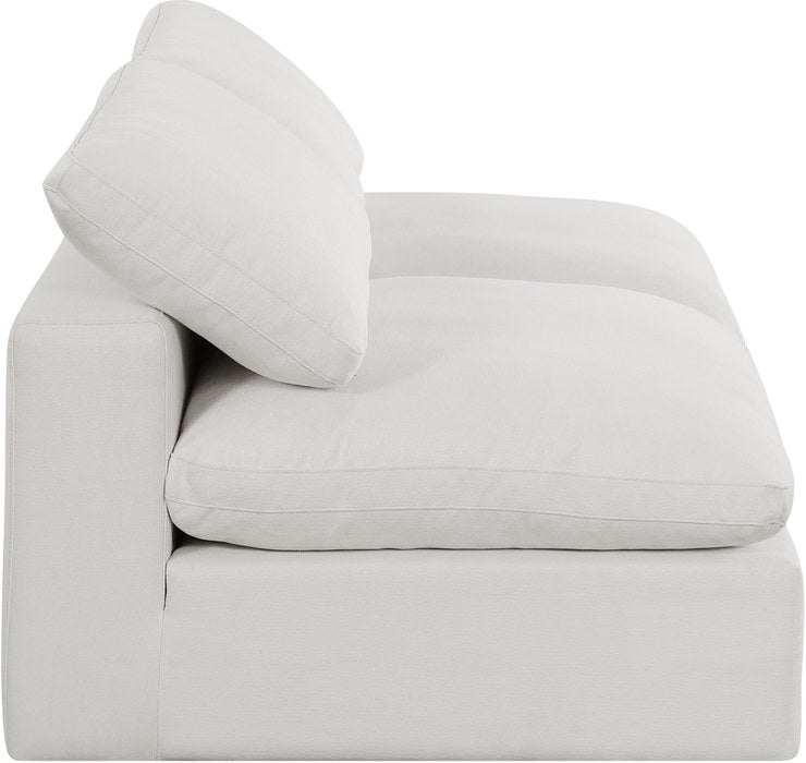 Meridian Furniture - Comfy 78" Cream Linen Textured Fabric Upholstered 2pc. Armless Sofa - 187Cream-S78 - GreatFurnitureDeal
