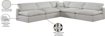 Meridian Furniture - Comfy 118" Cream Linen Textured Fabric Upholstered 5pc. Sectional - 187Cream-Sec5B - GreatFurnitureDeal