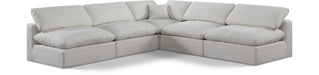 Meridian Furniture - Comfy 118" Cream Linen Textured Fabric Upholstered 5pc. Sectional - 187Cream-Sec5B - GreatFurnitureDeal
