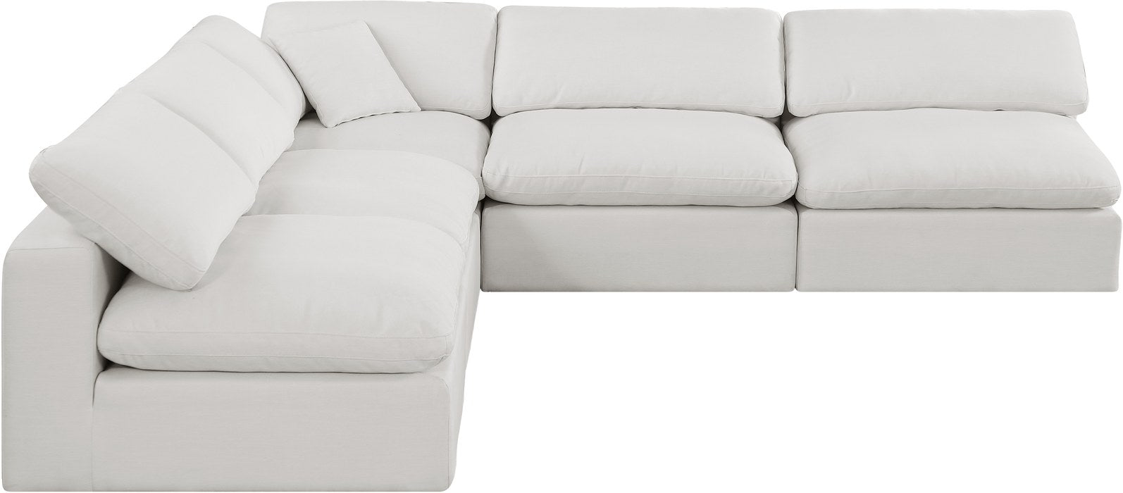 Meridian Furniture - Comfy 118" Cream Linen Textured Fabric Upholstered 5pc. Sectional - 187Cream-Sec5B - GreatFurnitureDeal