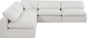 Meridian Furniture - Comfy 118" Cream Linen Textured Fabric Upholstered 5pc. Sectional - 187Cream-Sec5B - GreatFurnitureDeal