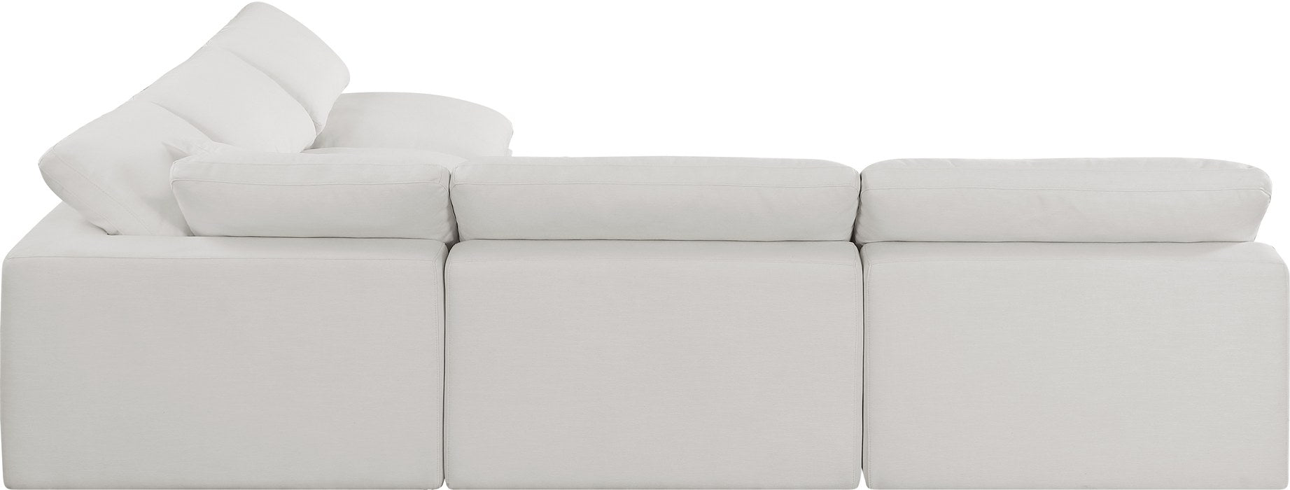Meridian Furniture - Comfy 118" Cream Linen Textured Fabric Upholstered 5pc. Sectional - 187Cream-Sec5B - GreatFurnitureDeal